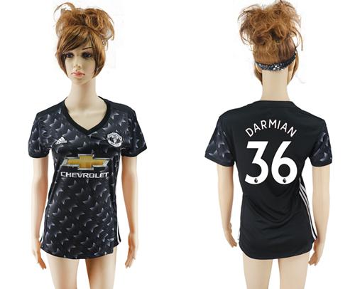 Women's Manchester United #36 Darmian Away Soccer Club Jersey